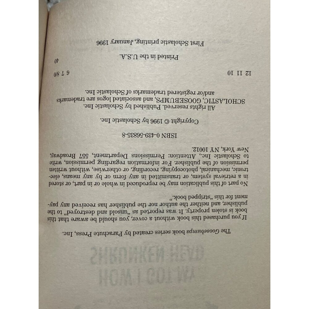 Goosebumps "How I Got My Shrunken Head" Paperback Book R.L. Stine - Picture 3 of 8